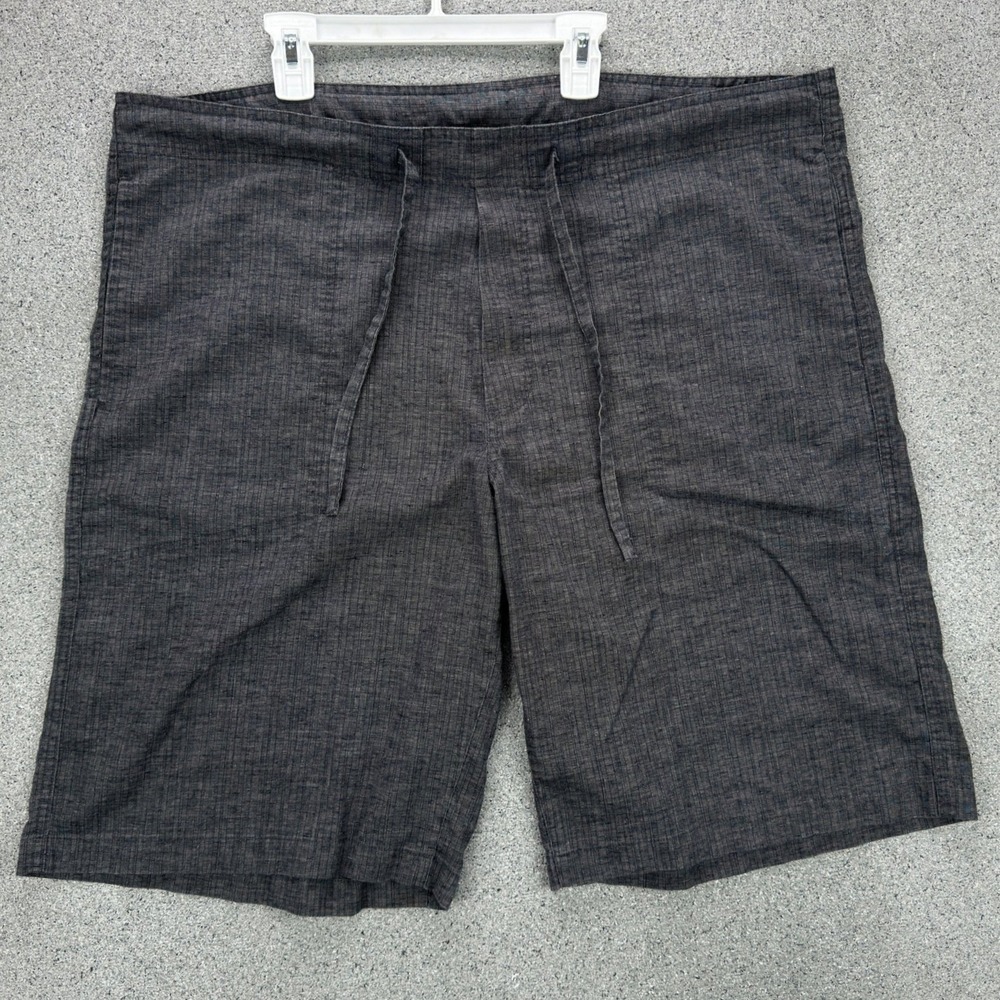 Prana Mens XXL Charcoal Grey Crosshatch Drawstring Relaxed Fit Shorts